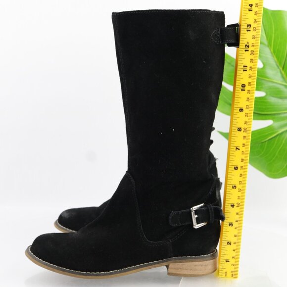 Kelsi Dagger Womens Tassie Boots Size 7.5 Black Suede Slouch Pull On Moto Buckle - Picture 7 of 16